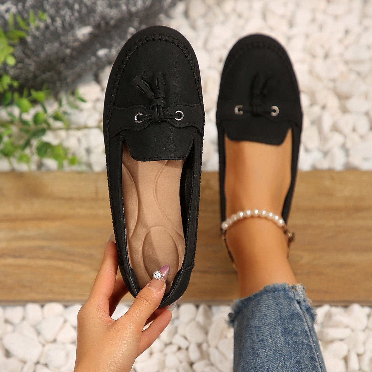 Women's Non-Slip Round Toe Loafers – Soft Comfortable Flat Shoes