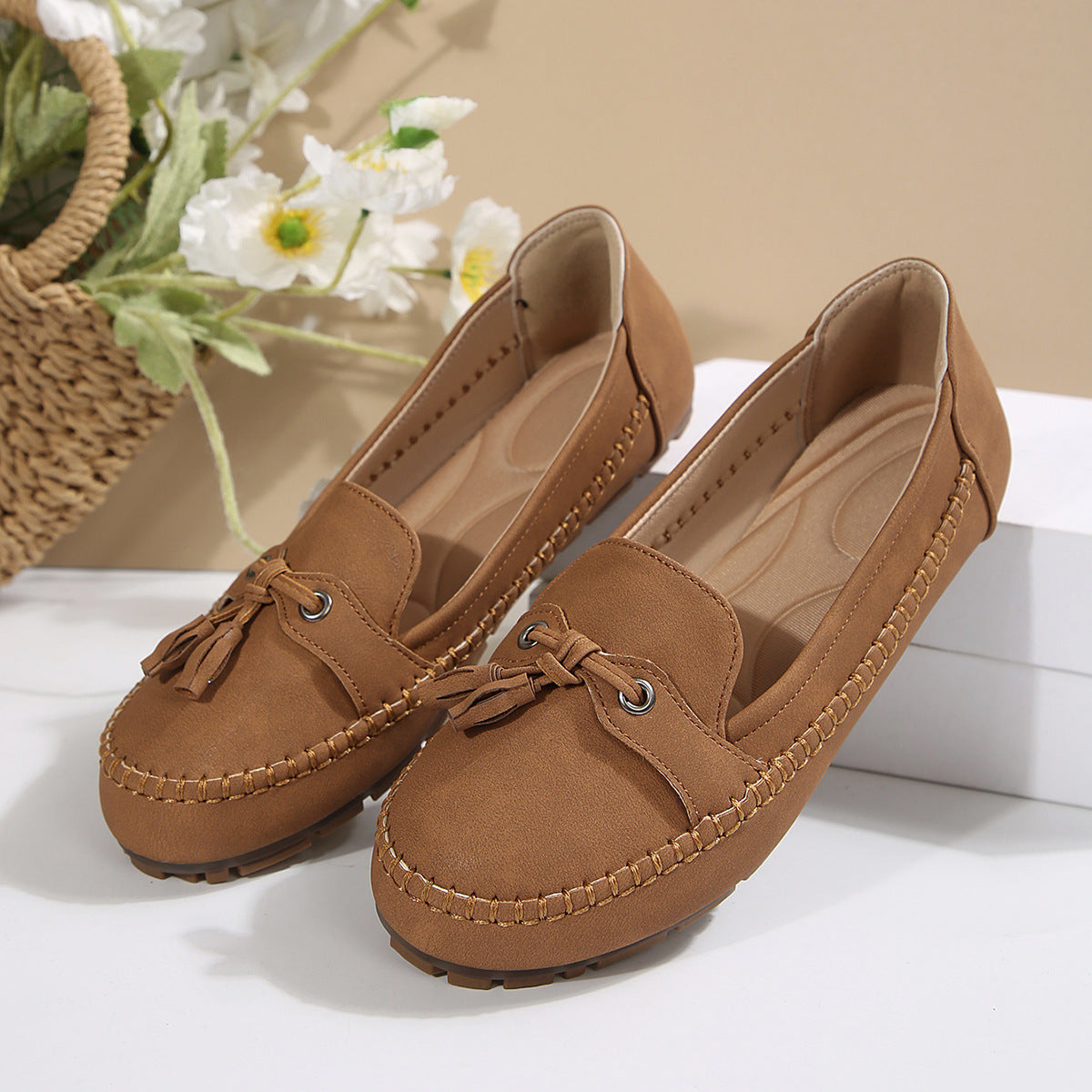 Women's Non-Slip Round Toe Loafers – Soft Comfortable Flat Shoes
