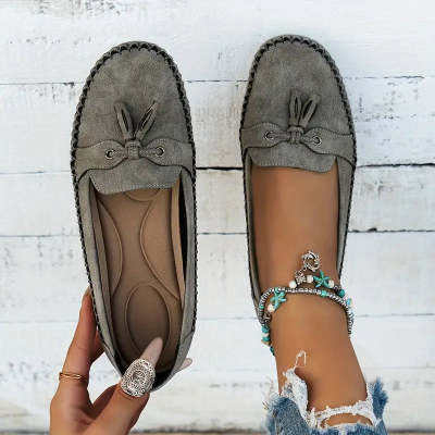 Women's Non-Slip Round Toe Loafers – Soft Comfortable Flat Shoes