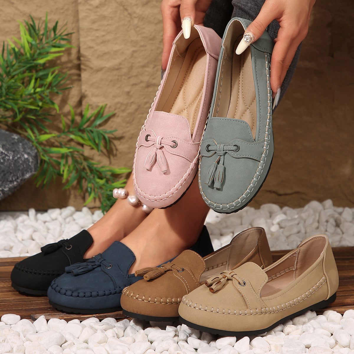 Women's Non-Slip Round Toe Loafers – Soft Comfortable Flat Shoes