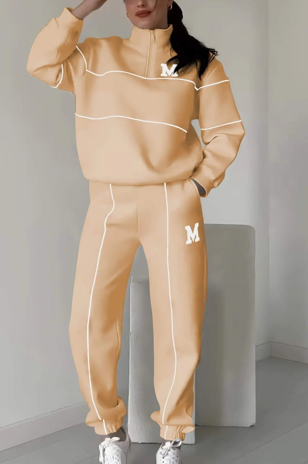 TWO Piece Outfits Lounge Hoodless Pullover with pockets