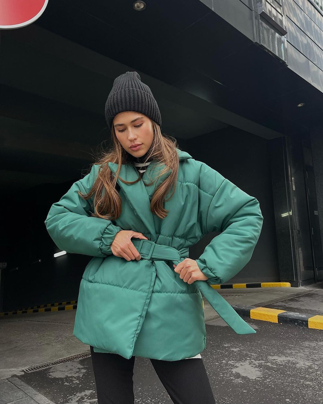 Winter Lapel Waisted Cotton Coat