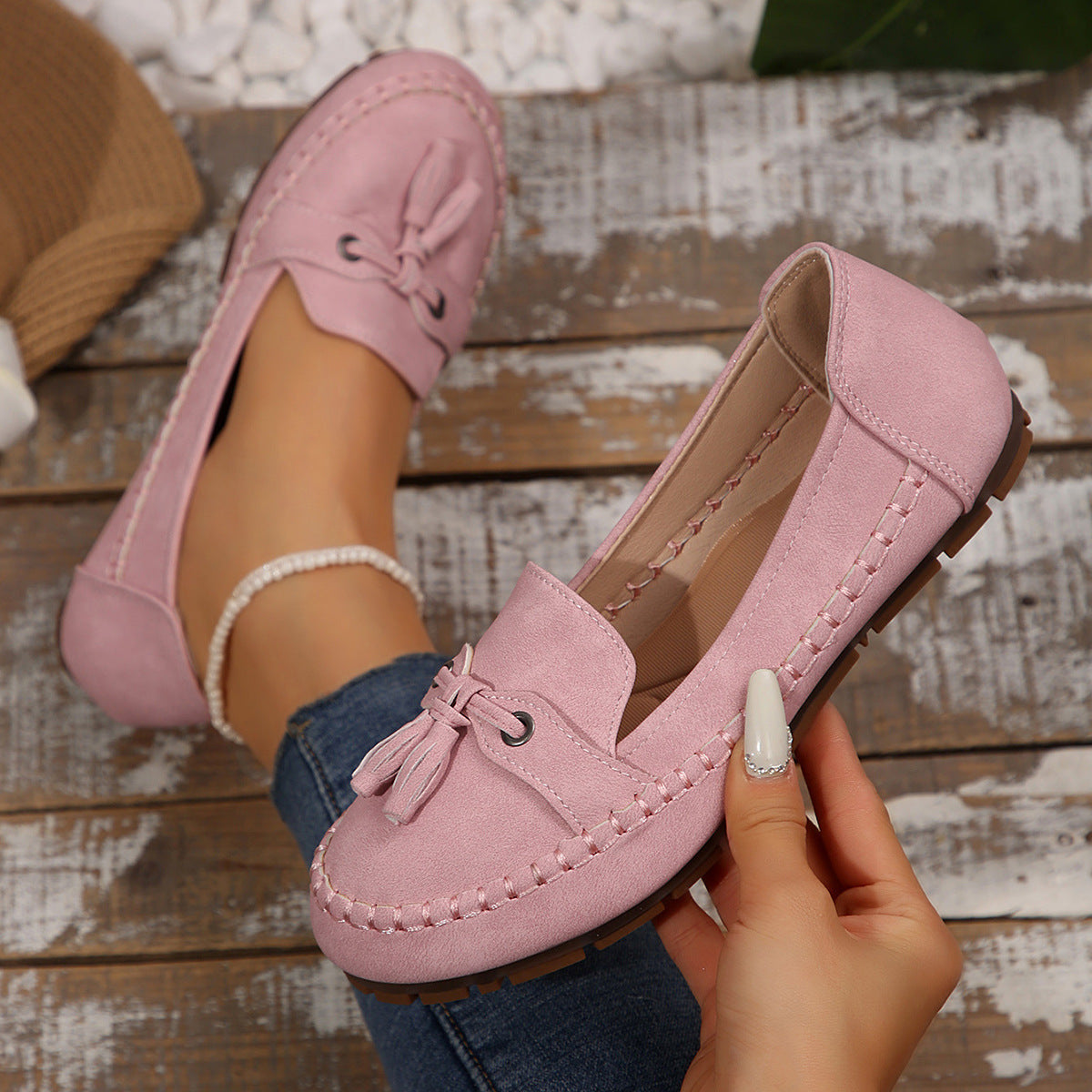 Women's Non-Slip Round Toe Loafers – Soft Comfortable Flat Shoes