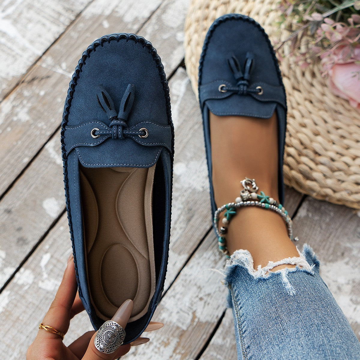 Women's Non-Slip Round Toe Loafers – Soft Comfortable Flat Shoes