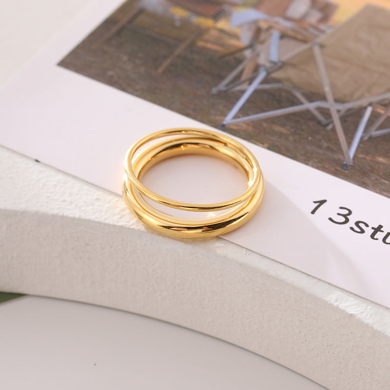 Double Ring Titanium Steel Golden Bone Joint