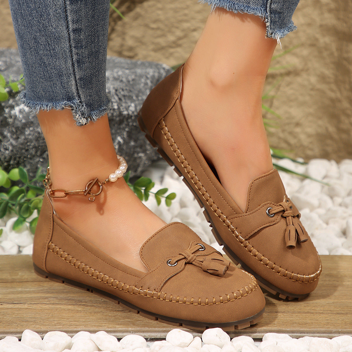 Women's Non-Slip Round Toe Loafers – Soft Comfortable Flat Shoes
