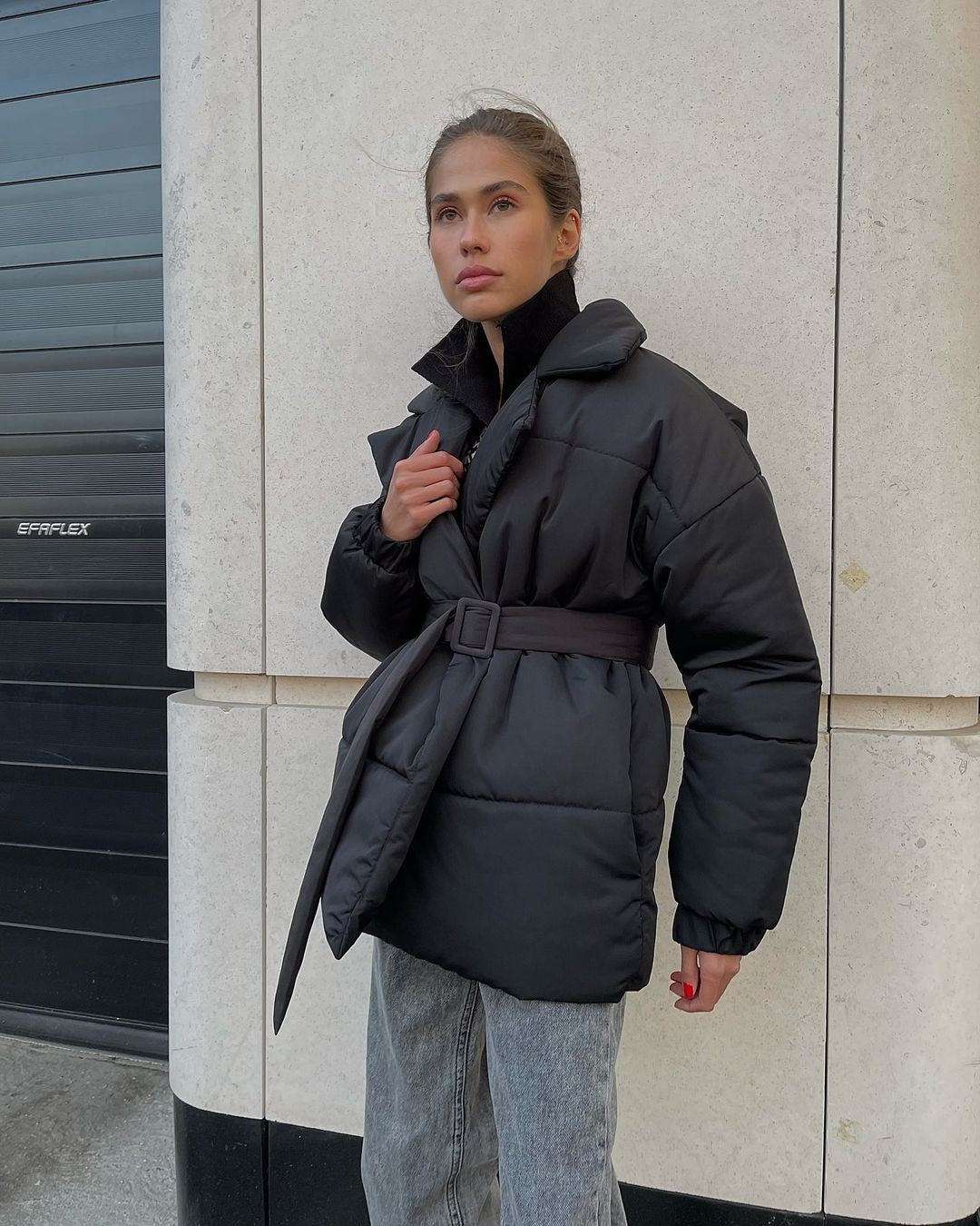 Winter Lapel Waisted Cotton Coat