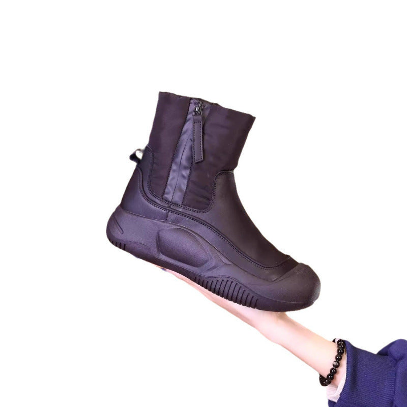 Women's Winter Plush Snow Boots - Warm, Waterproof, Thick-Soled with Side Zipper
