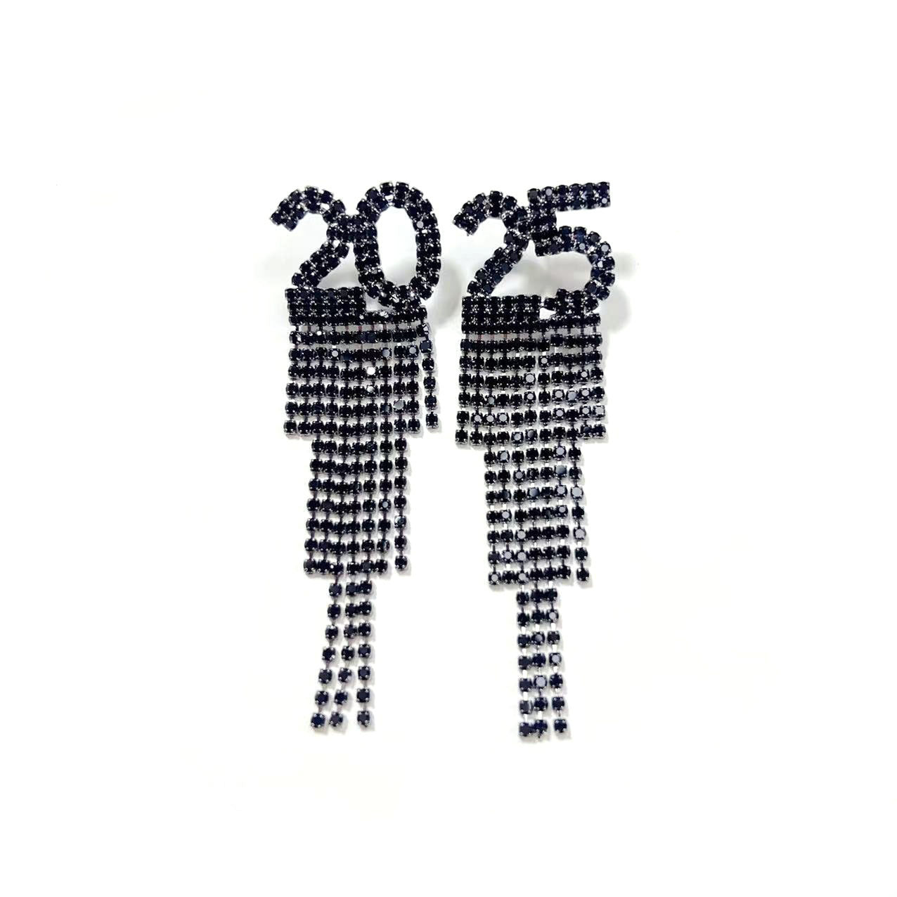 2025 Digital Rhinestone Letter Earrings For New Year