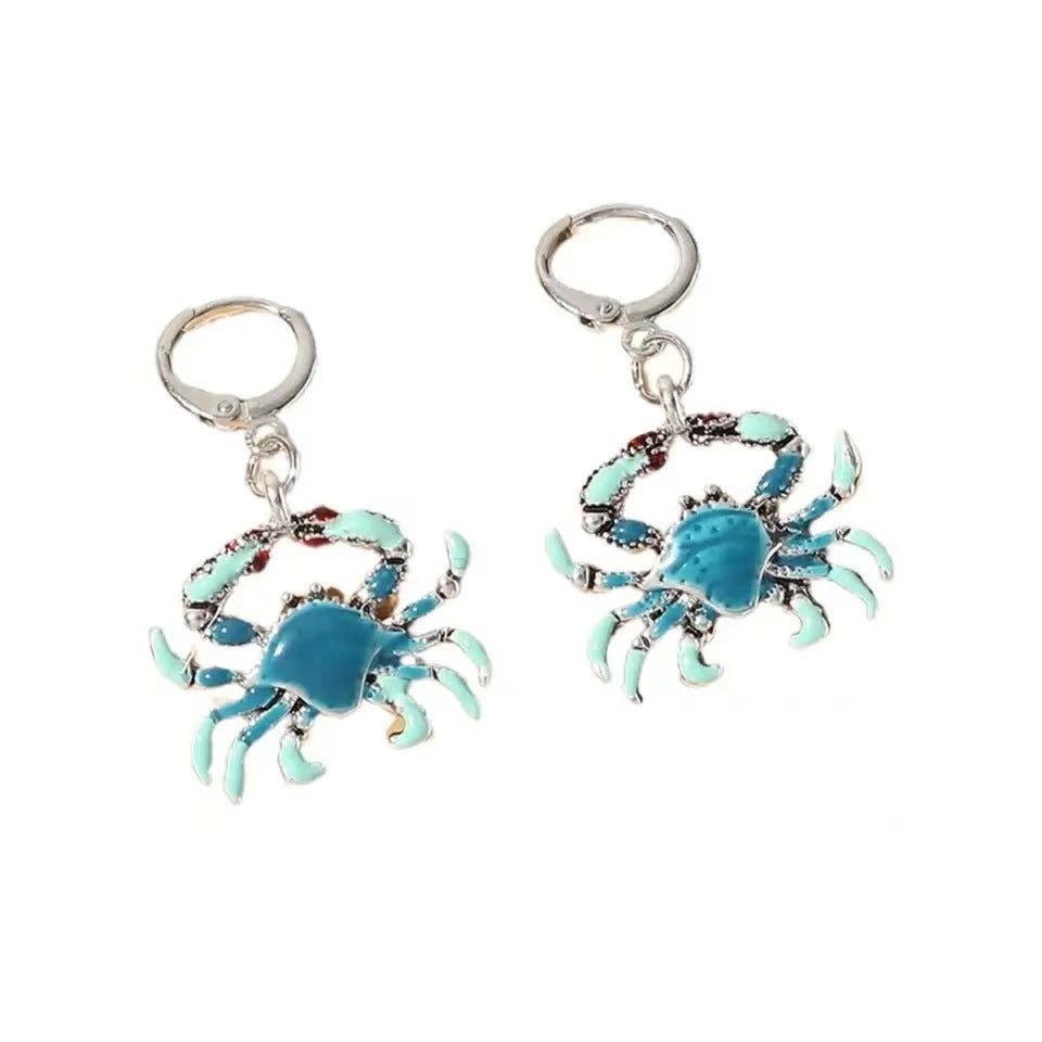 Elegant Crab Shape Earrings Glossy Metal