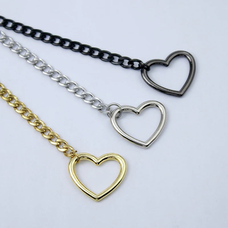2025 Fashion Jewelry Slip Chain Necklace | Adjustable Long Cuban Necklace with Heart O-Ring & Lock Core Key Pendant