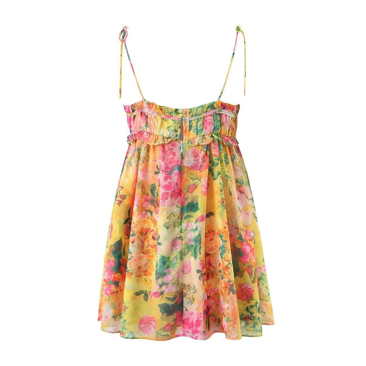 Flowers Print Suspender Dress