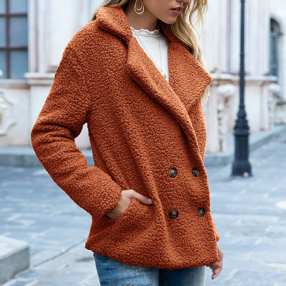 Loose Lapel Fluffy Coat Winter