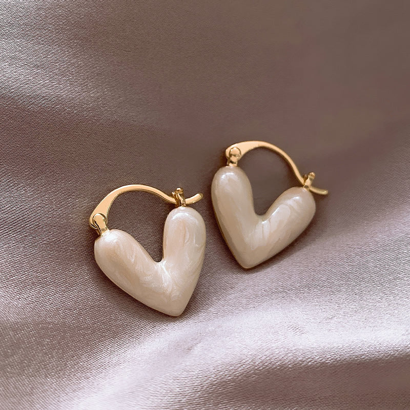 Women's Heart Pendant Drop Earrings - Enamel Luxury Jewelry, Summer Vacation Accessories