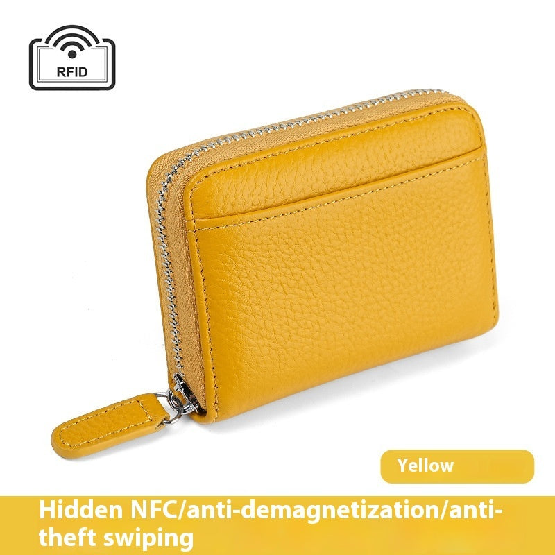 2024 RFID Leather Card Wallet - Small Zipper Coin Purse & Credit Card Holder for Men & Women
