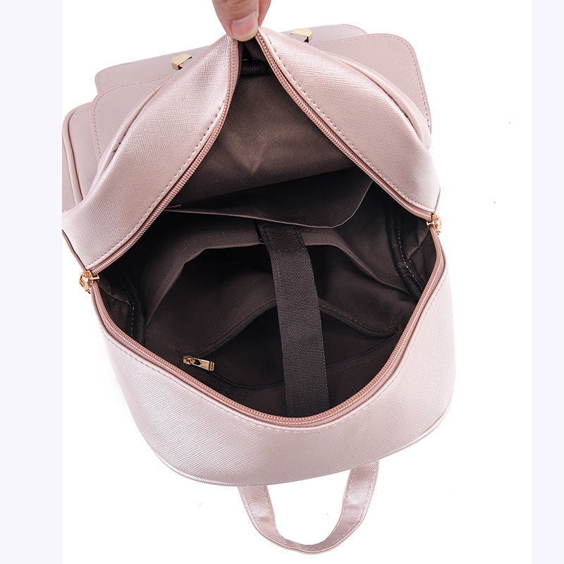 Fashion Women's PU Bow 3pcs Bag Set | Cute Backpack, Crossbody Bag & Coin Purse for Young Girls & Students