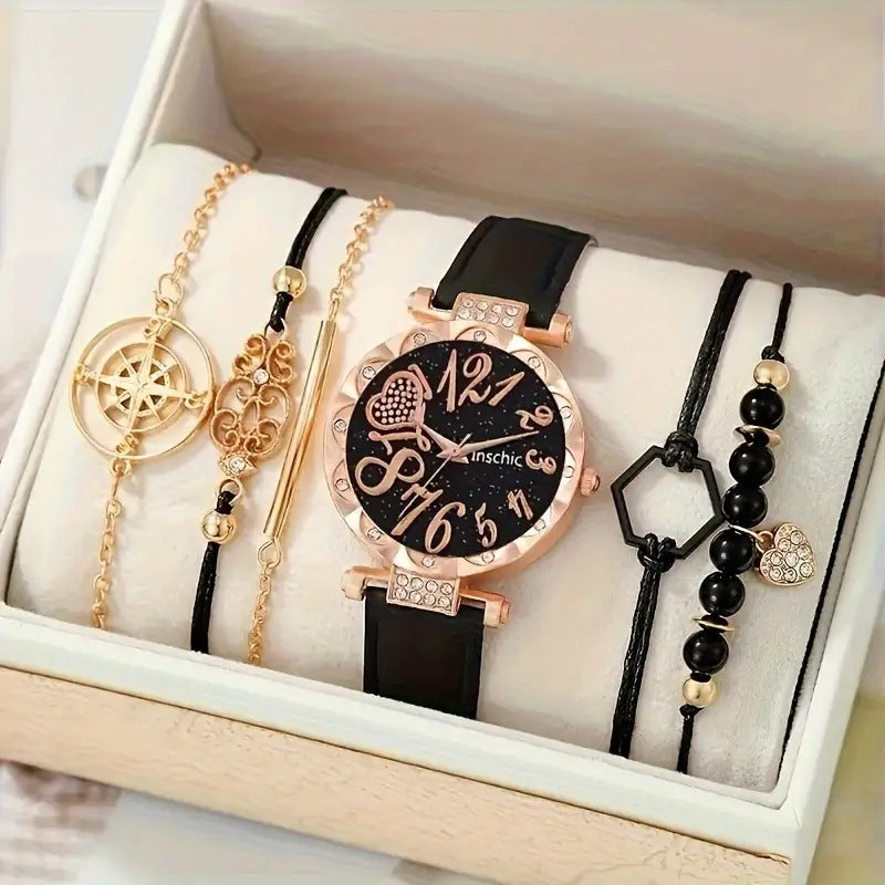 Women's Diamond Dial Belt Quartz Watch  Bracelet Suit