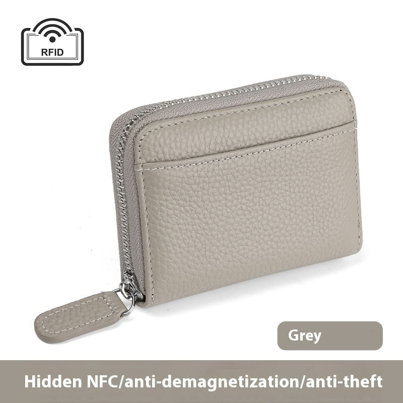 2024 RFID Leather Card Wallet - Small Zipper Coin Purse & Credit Card Holder for Men & Women