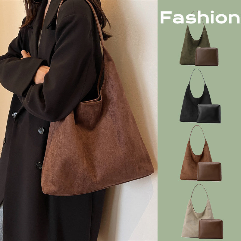 Women's One-Shoulder Underarm Bag - Large Capacity Solid Color Commuter Tote