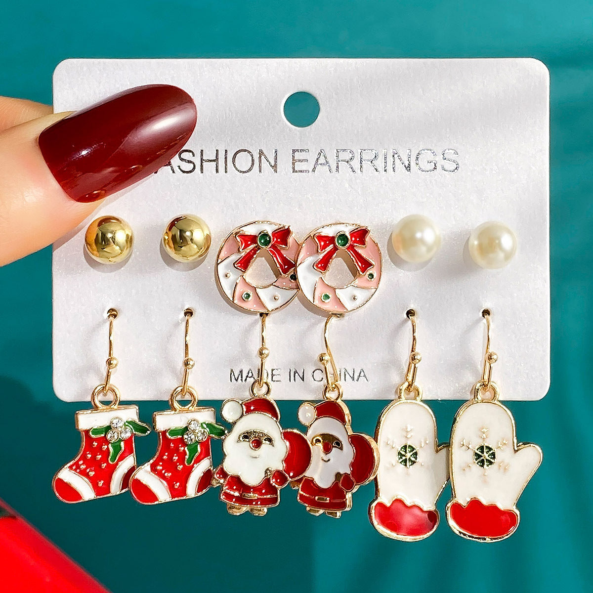 Christmas Series Snowflake Bell Earrings Combination Suit