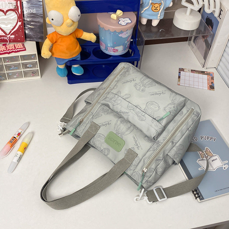 Bear Print Large Capacity Tote - Multi-Pocket Crossbody & Shoulder Bag, Lightweight Handbag