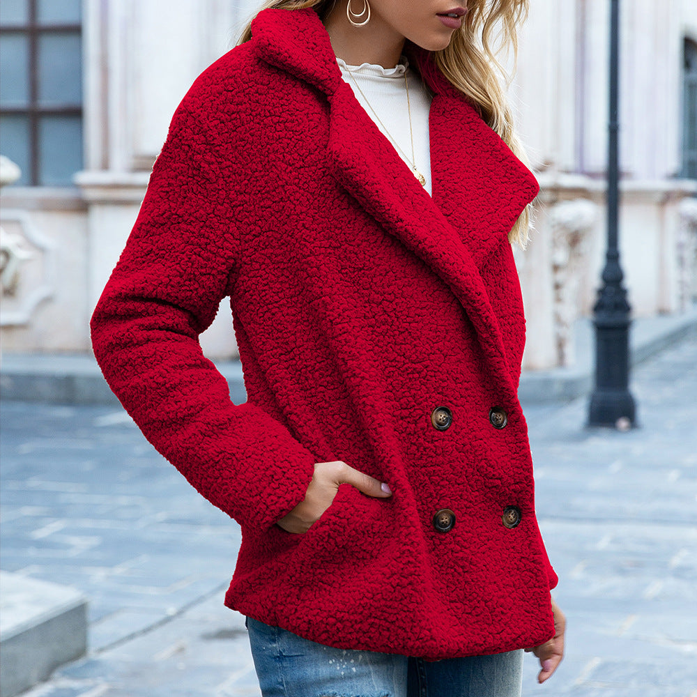 Loose Lapel Fluffy Coat Winter