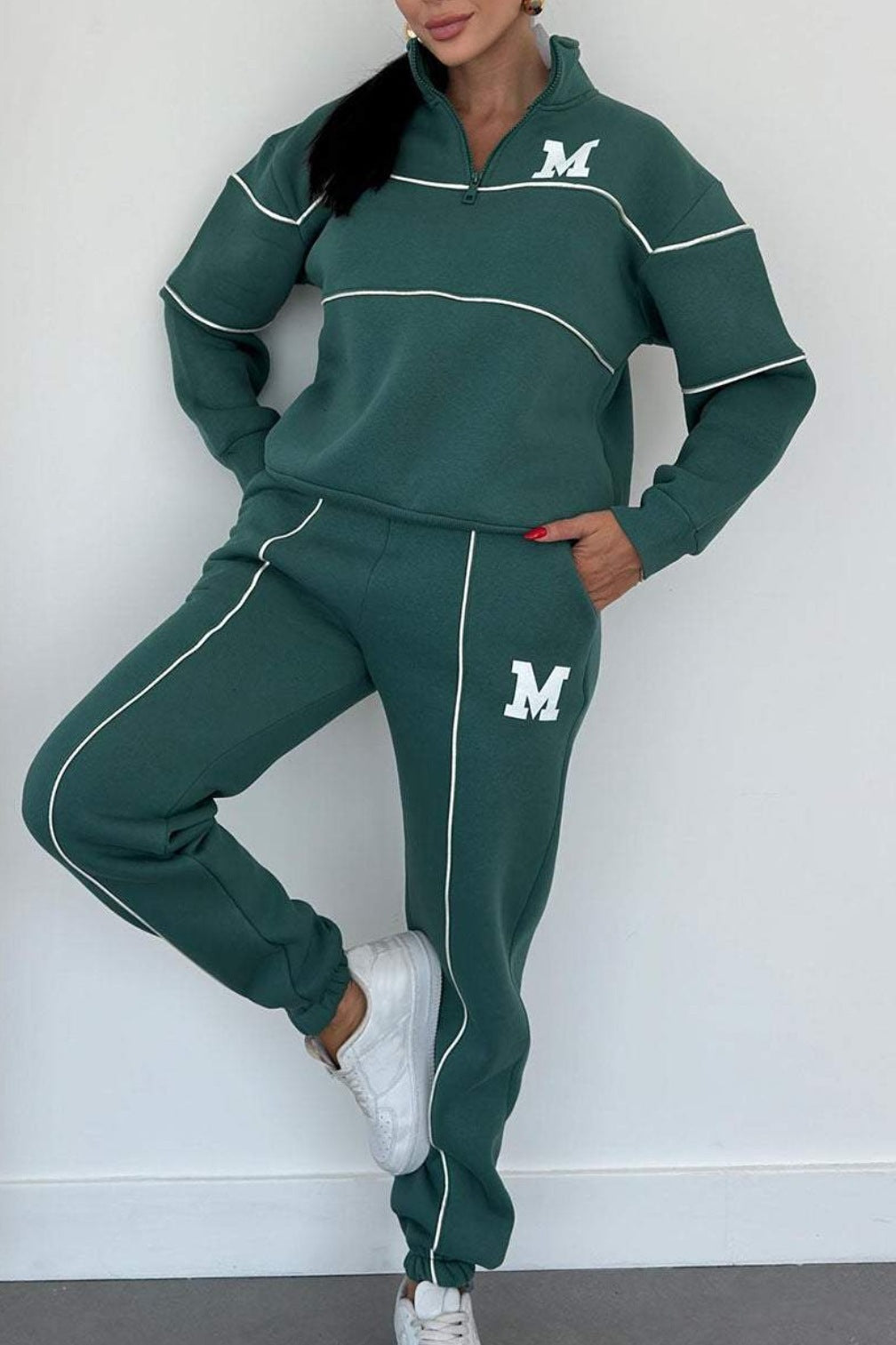 TWO Piece Outfits Lounge Hoodless Pullover with pockets