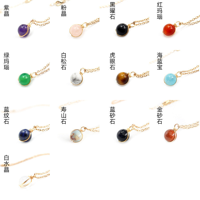 Women's Red Agate Crystal Pendant Necklace - Winding Glass Ball Jewelry Gift