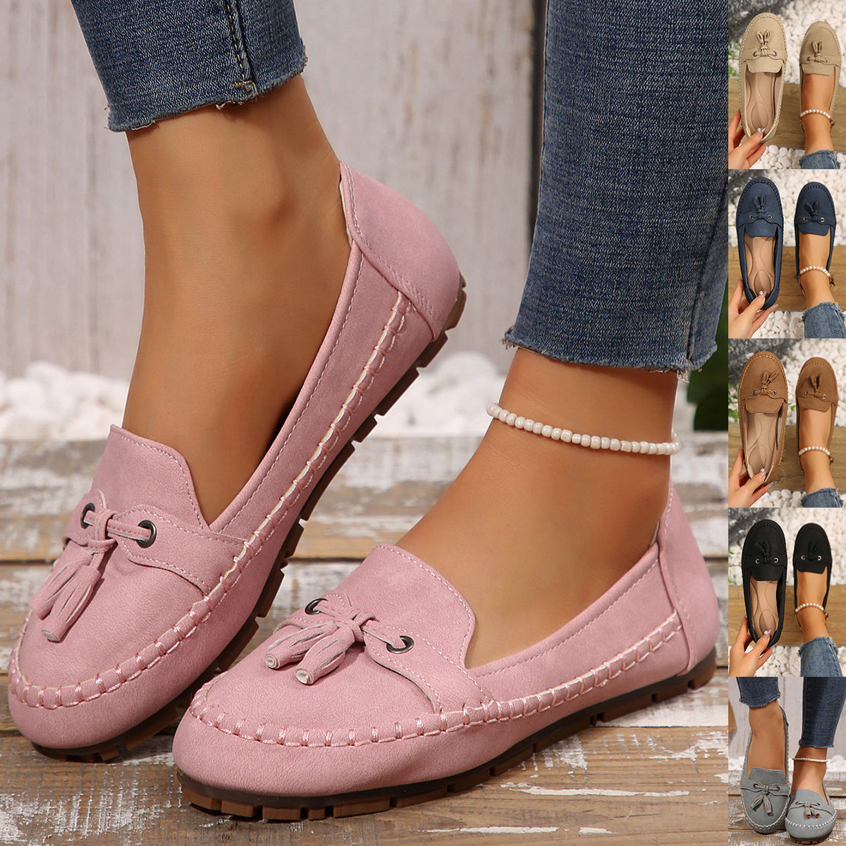 Women's Non-Slip Round Toe Loafers – Soft Comfortable Flat Shoes