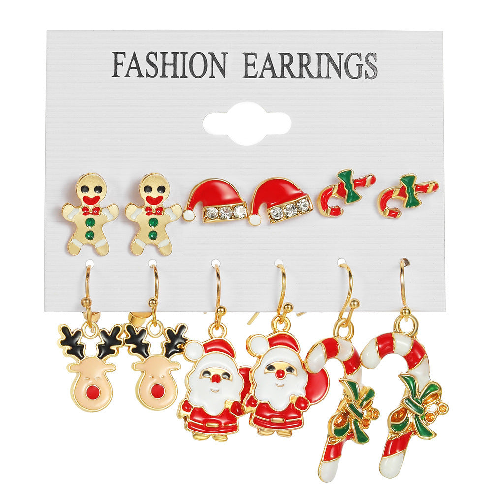 Christmas Series Snowflake Bell Earrings Combination Suit