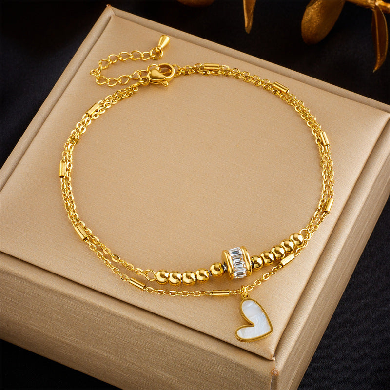 Boho Classic Love Heart Ankle Chain Double Layer