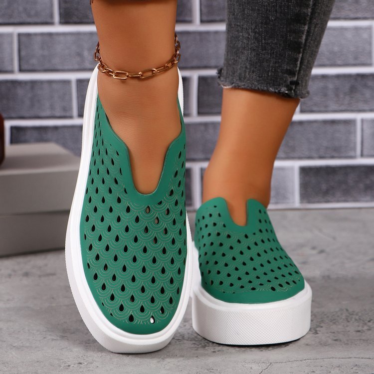 Fashion Hollow Flats Shoes | Casual Versatile Thick Sole Slip-On Shallow Shoes for Women