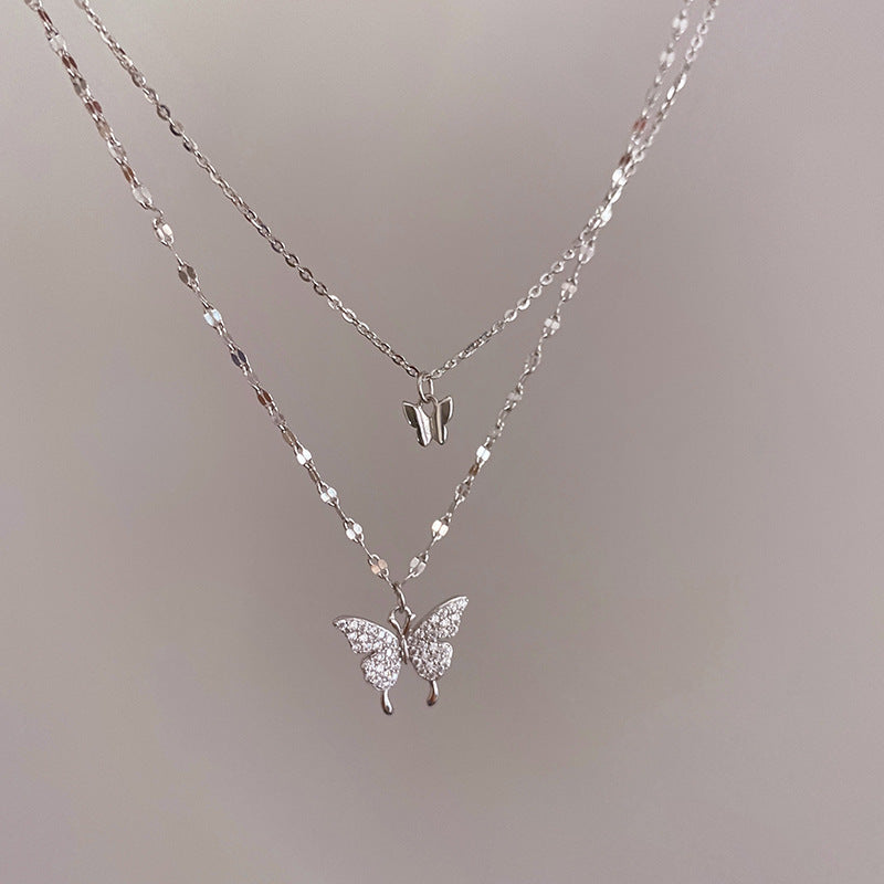 Double Butterfly Pendant Necklace | Gold Plated Butterfly Jewelry for Women | Engagement & Anniversary Gift
