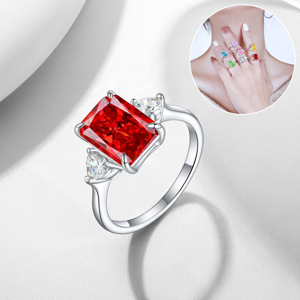 S925 Colorful Rhinestone Rectangular Ring - Luxury Love Jewelry for Women