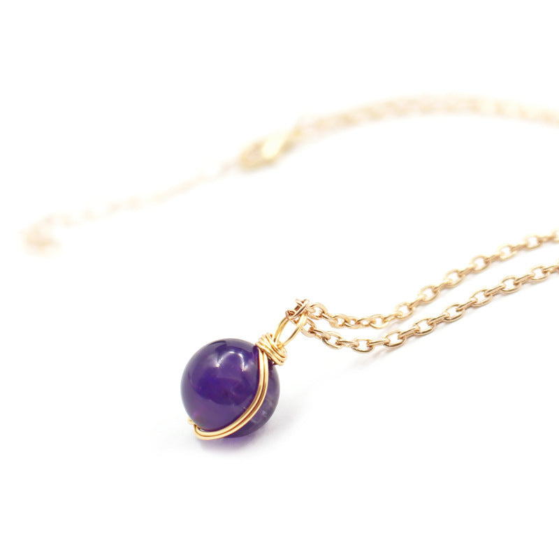 Women's Red Agate Crystal Pendant Necklace - Winding Glass Ball Jewelry Gift
