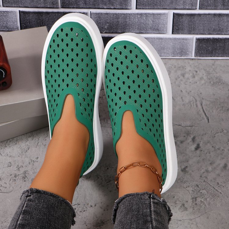 Fashion Hollow Flats Shoes | Casual Versatile Thick Sole Slip-On Shallow Shoes for Women