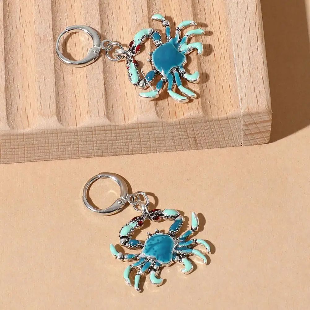 Elegant Crab Shape Earrings Glossy Metal