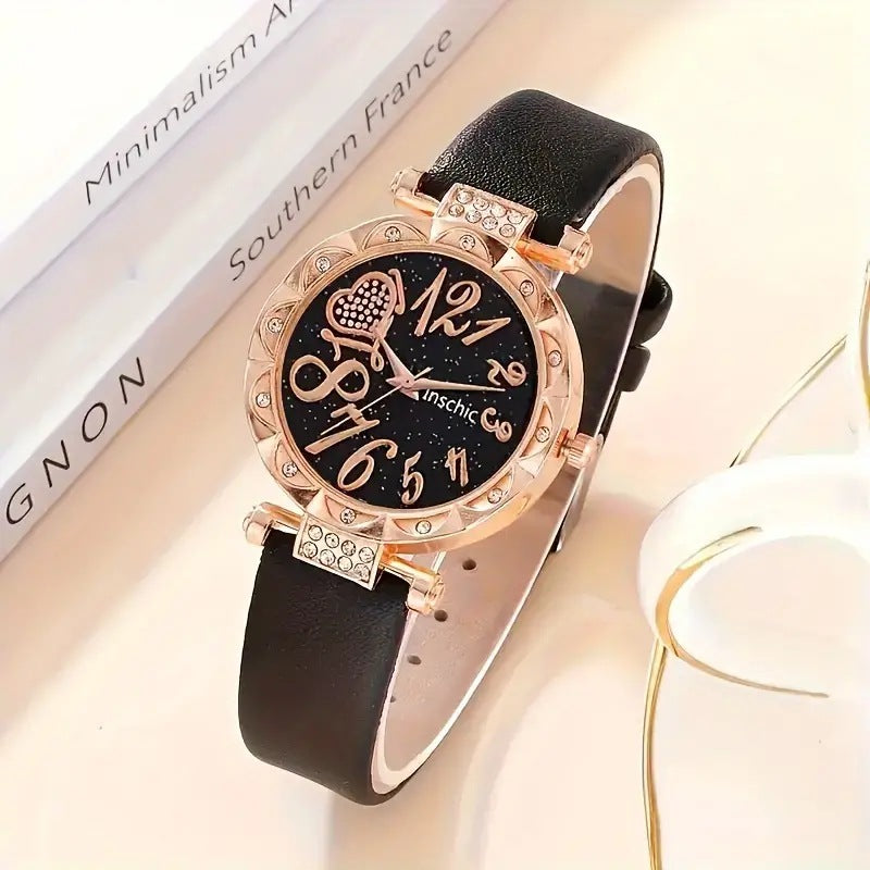 Women's Diamond Dial Belt Quartz Watch  Bracelet Suit