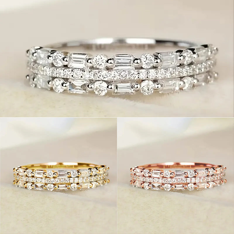 Women's Three-Layer Circle Line Ring – Multilayer Fine Jewelry Gift