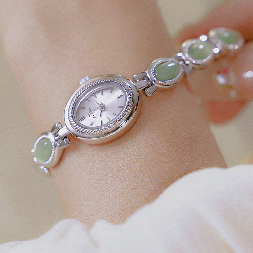 Women's Luxury Bracelet Watch - Waterproof Retro Design with Dongling Stone & Hetian Jade