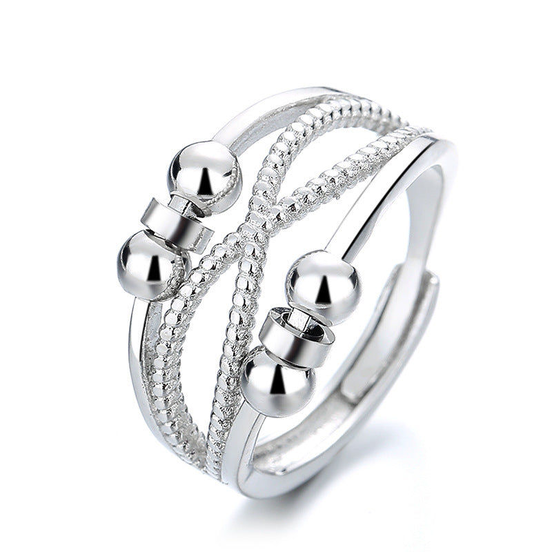 Women's Rotatable Anxiety Relief Ring - Double-Layered Hollow Line Open Design