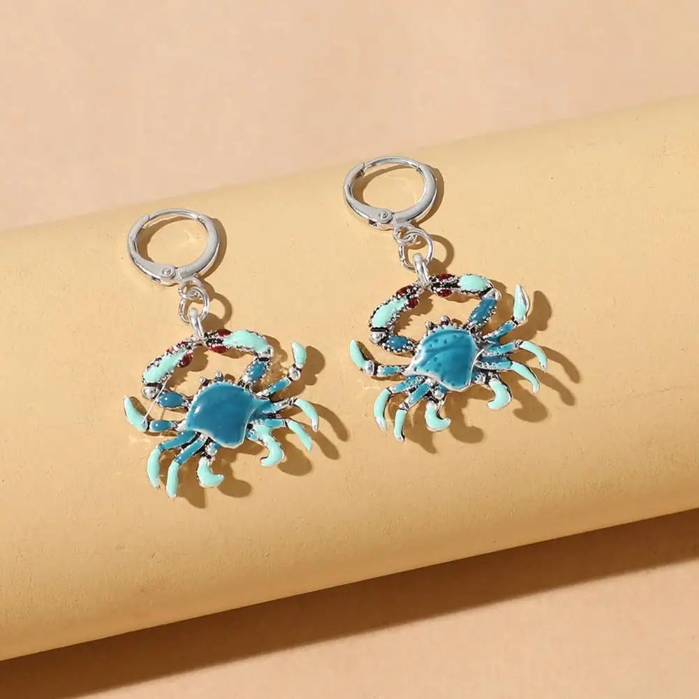 Elegant Crab Shape Earrings Glossy Metal