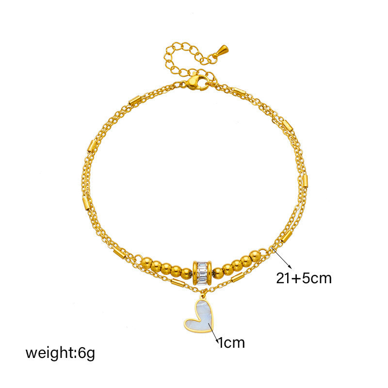 Boho Classic Love Heart Ankle Chain Double Layer