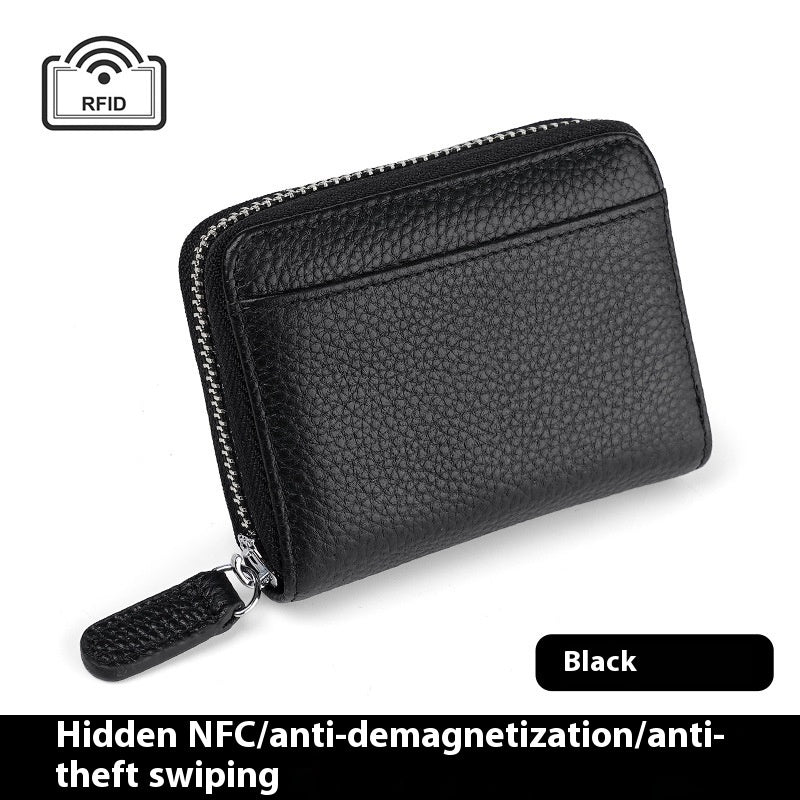 2024 RFID Leather Card Wallet - Small Zipper Coin Purse & Credit Card Holder for Men & Women