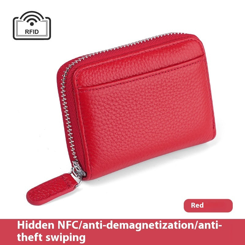 2024 RFID Leather Card Wallet - Small Zipper Coin Purse & Credit Card Holder for Men & Women