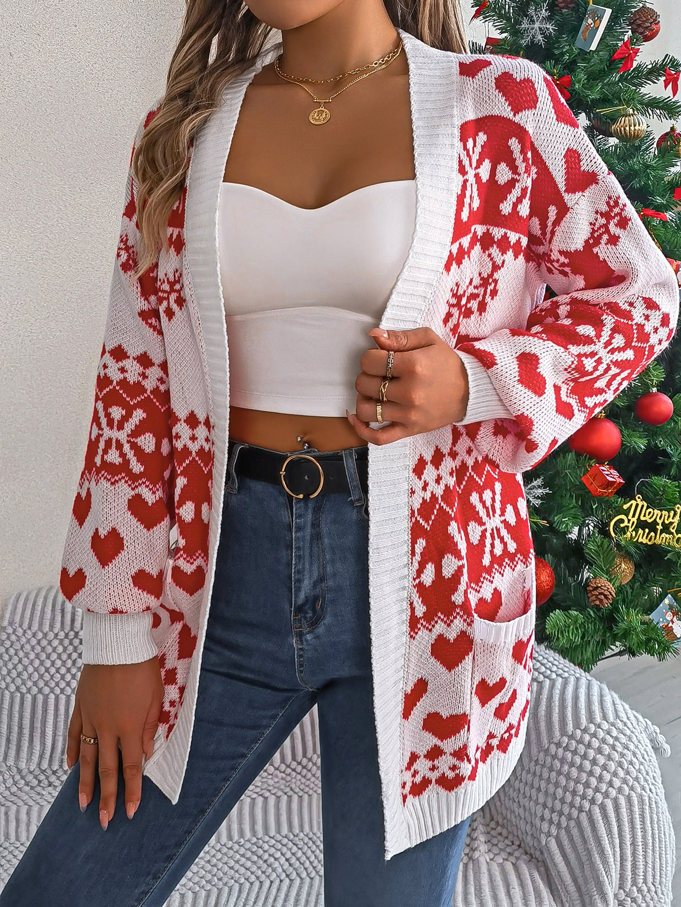 2024 Christmas  Women's Open Front Cardigan Knitwear