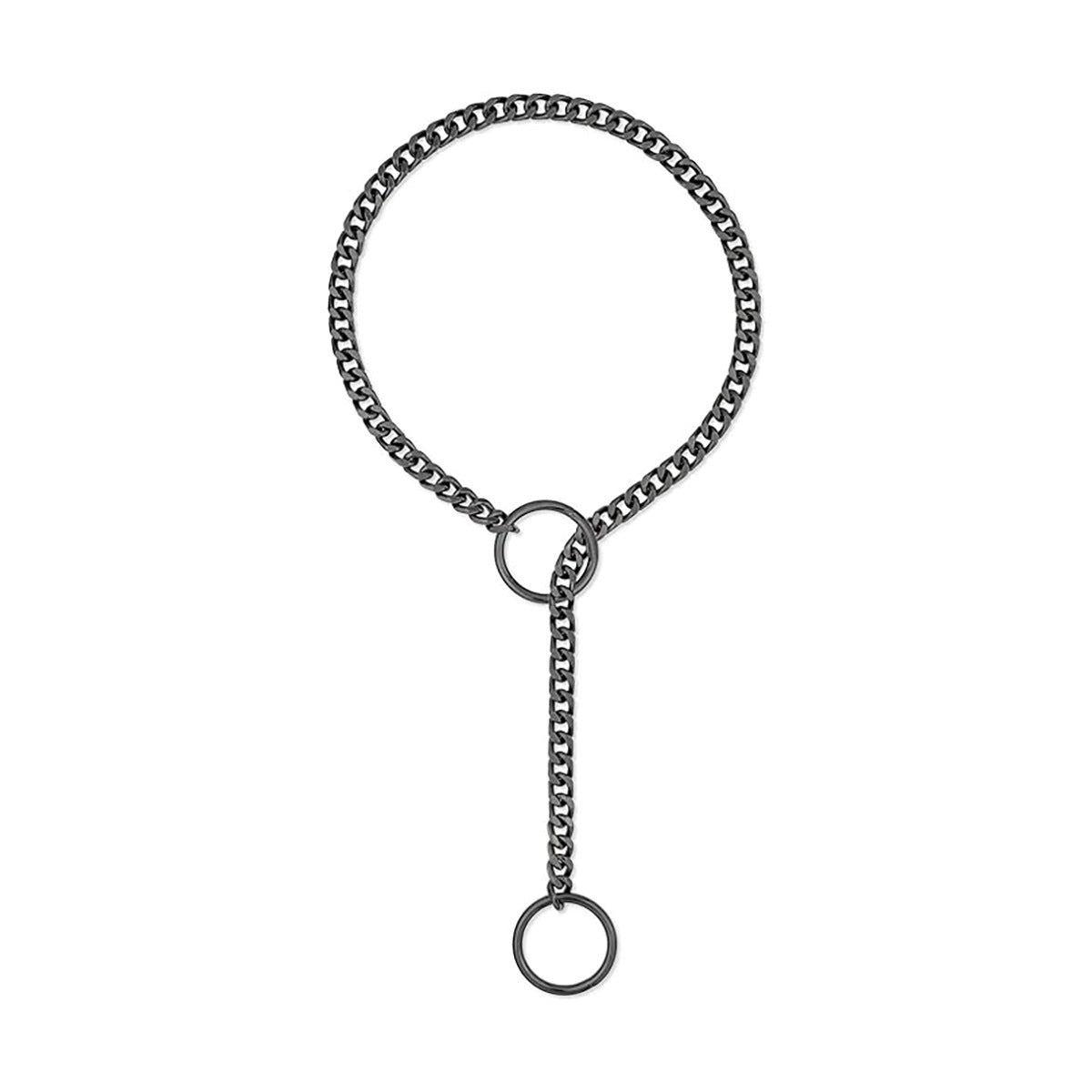 Stainless Steel Lariat Heart Necklace | Heavy Ring Cuban Long Chain Punk Rock Slipchain Choker Collar for Women & Men