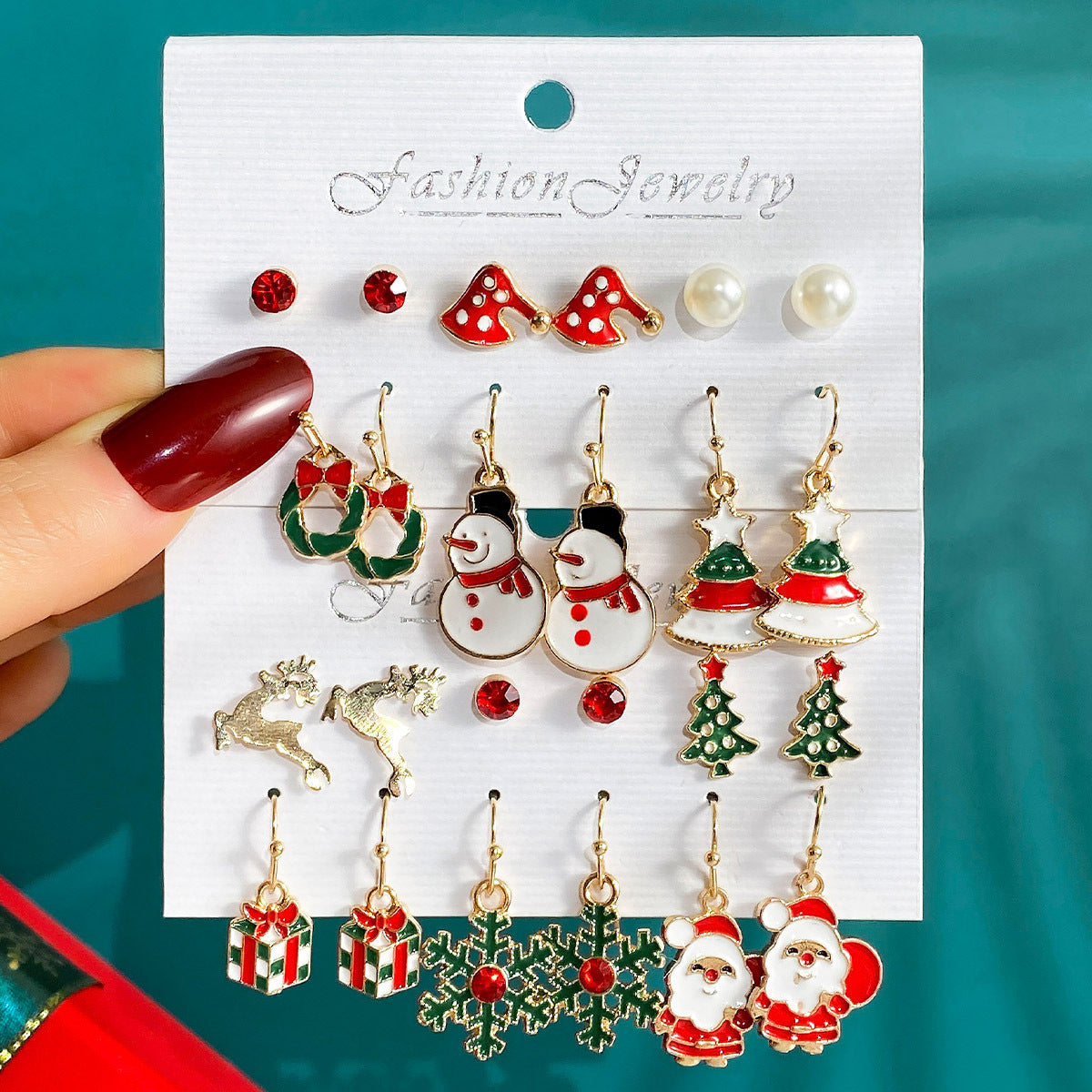 Christmas Series Snowflake Bell Earrings Combination Suit