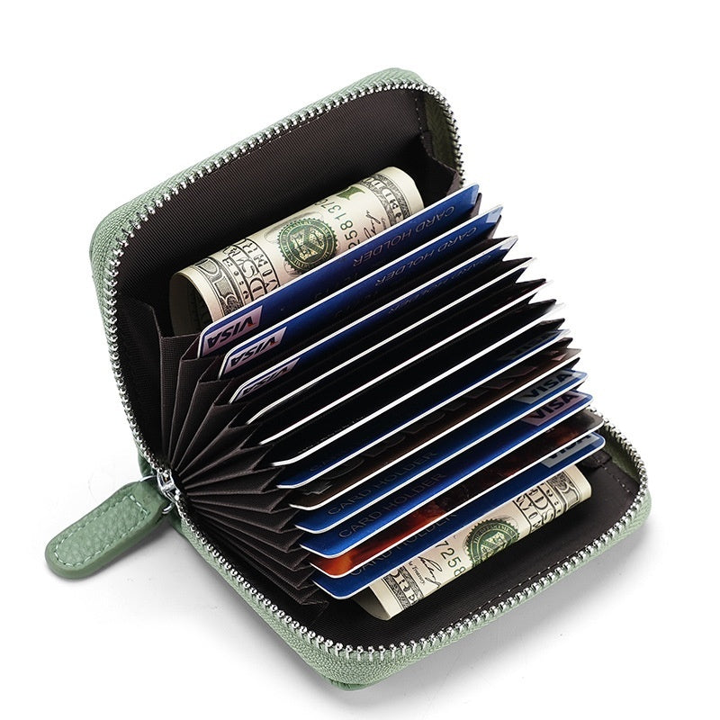2024 RFID Leather Card Wallet - Small Zipper Coin Purse & Credit Card Holder for Men & Women