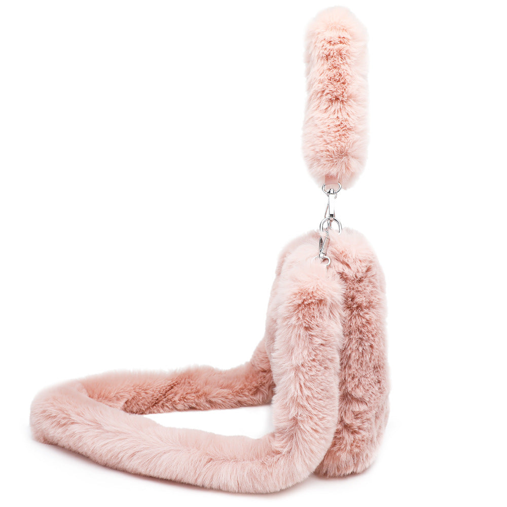 Women's Fluffy Shoulder Bag - Plush Top-Handle Tote, Winter Fashion Handbag for Girls & Women